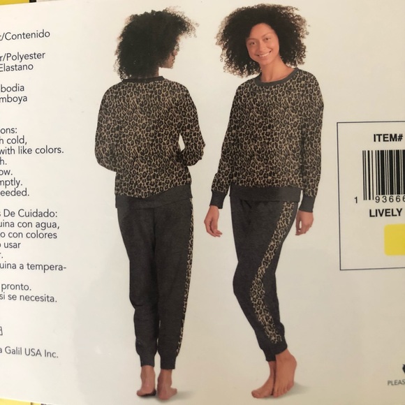 Splendid 2-piece Pajama Set / Loungewear Lively Leopard Charcoal Heather NWT - Picture 6 of 8